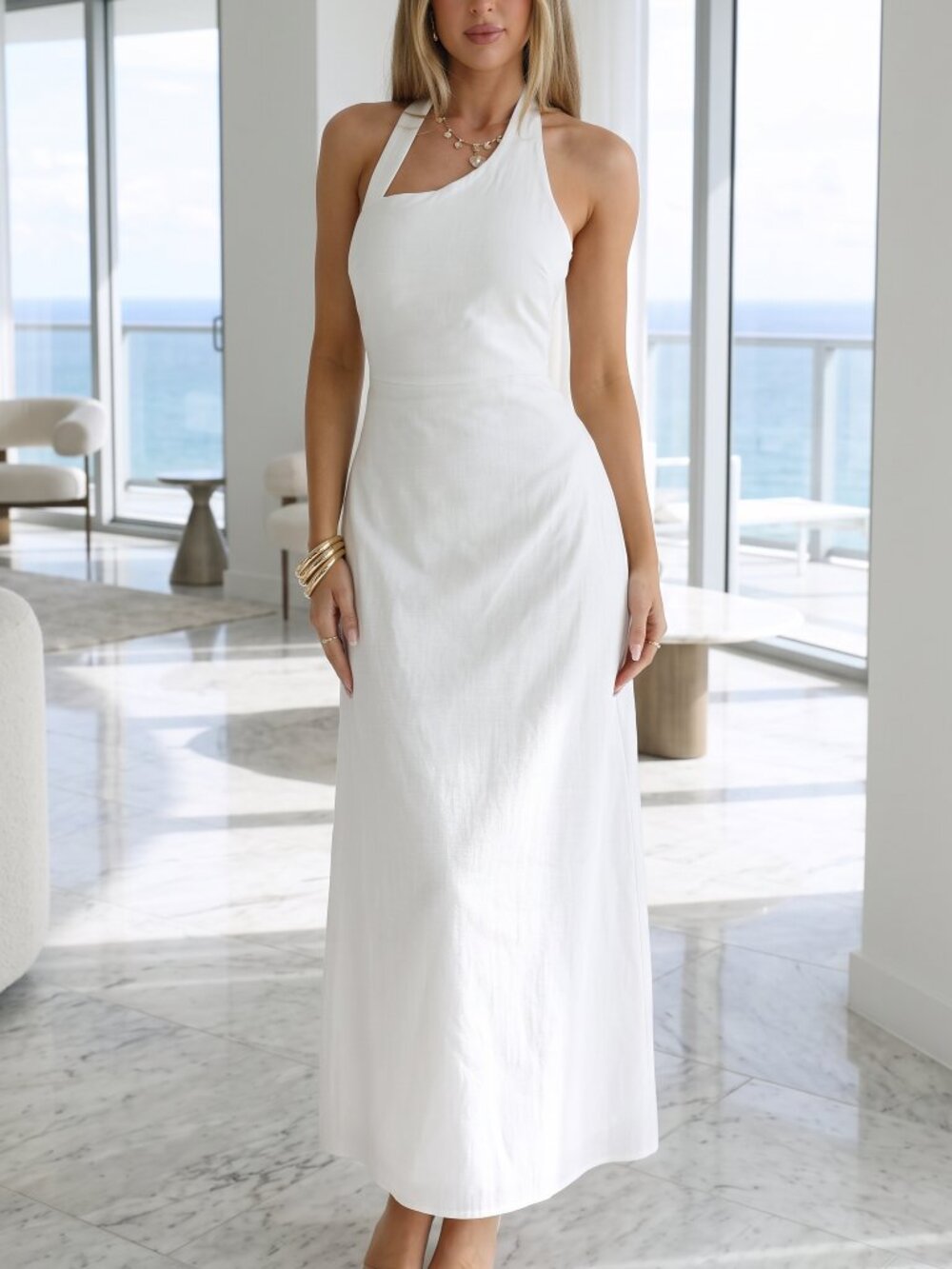 NWT REVOLVE Australia SHOWPO Lindley Diamond Supply Co. White Maxi Dress US 12